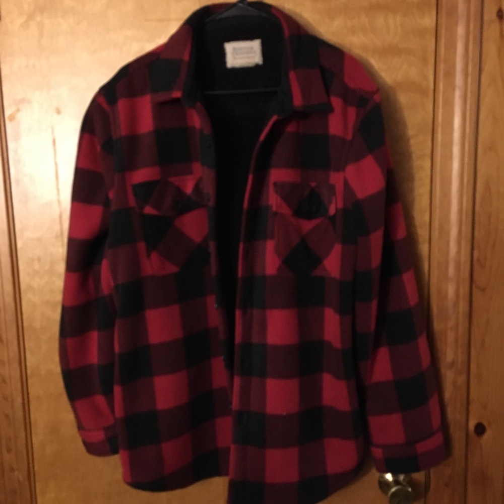 Red and Black Fleece Lined Flannel Jacket